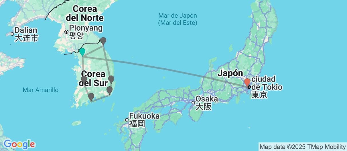 Map of Corea y Tokio: Cultura y modernidad